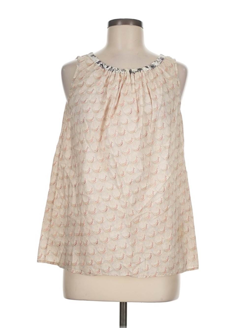 Dosa Women's Cream Printed Sleeveless Shell Top